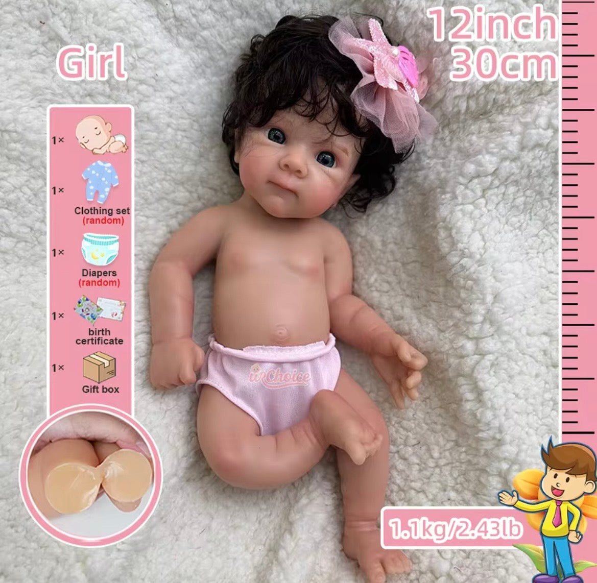 🍼Muñeca Reborn Bebé Niña de Silicona 30 cm – Realista, Hecha a Mano, Edición Coleccionable