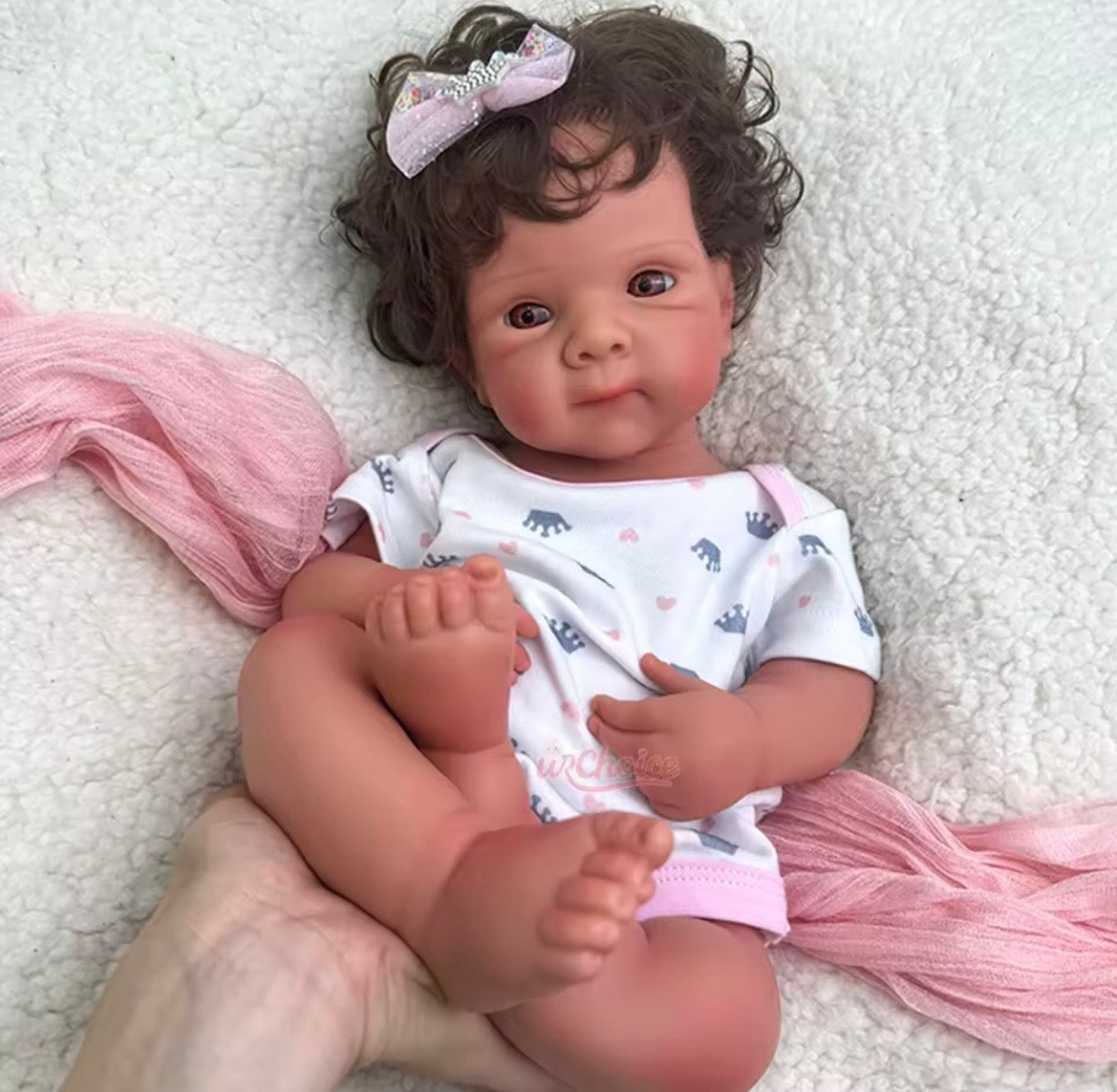🍼Bebé Reborn Niña Realista – 48 cm | Pelo Suave y Ojos Abiertos