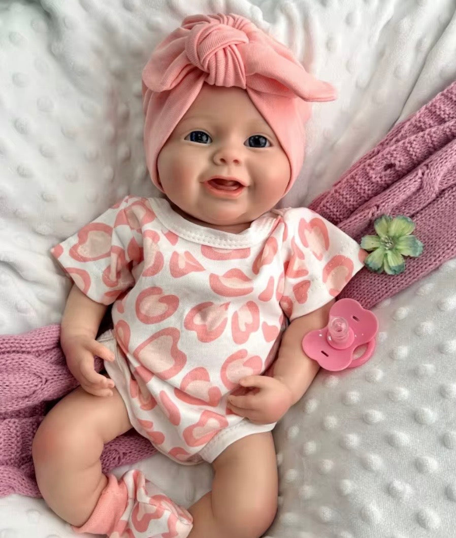 🍼Bebé Reborn Niña Realista – 45cm | Sonriente y Ojos Abiertos