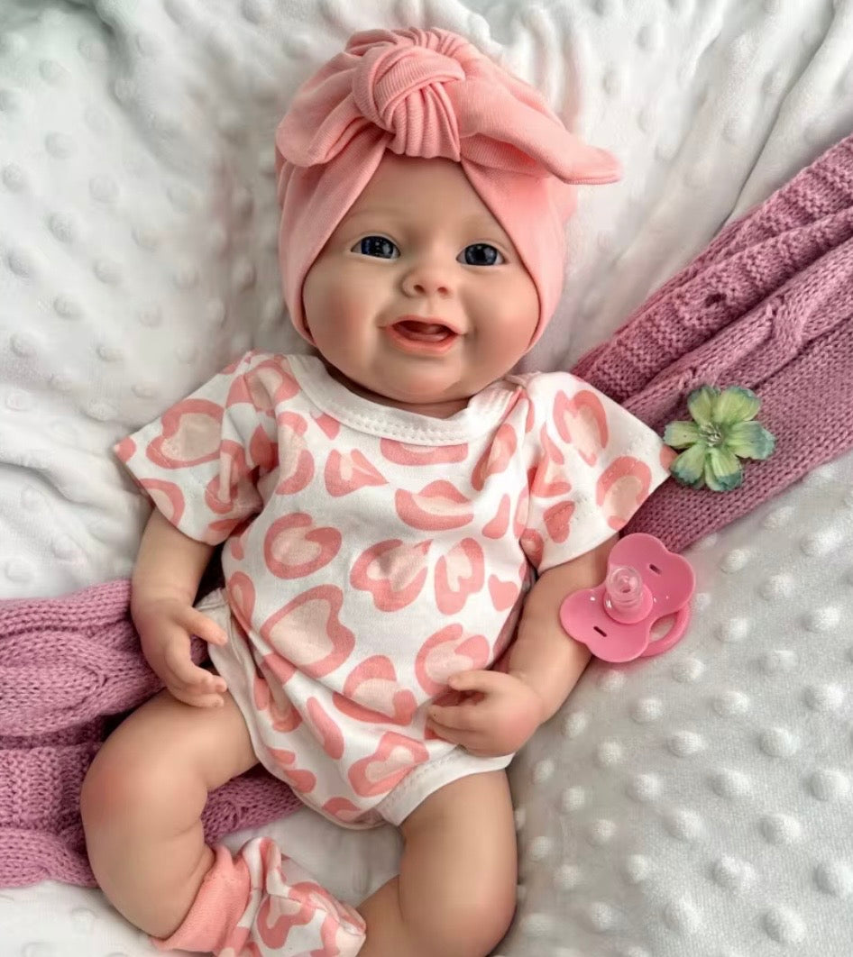 🍼Bebé Reborn Niña Realista – 45cm | Sonriente y Ojos Abiertos