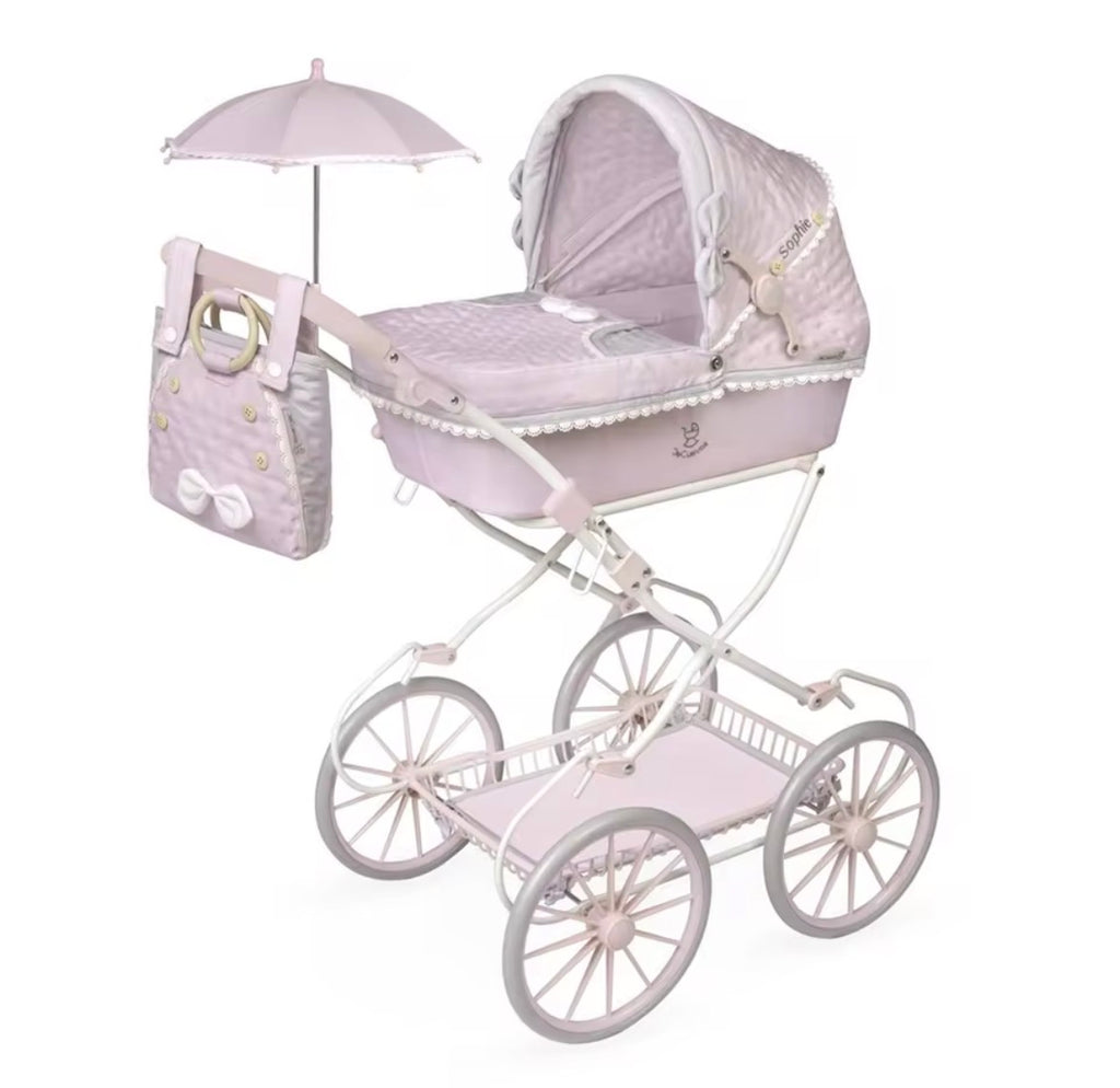 Coche de Muñeca Reborn Plegable con Sombrilla y Bolso – 48 cm