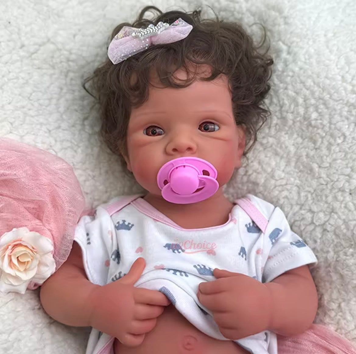 🍼Bebé Reborn Niña Realista – 48 cm | Pelo Suave y Ojos Abiertos