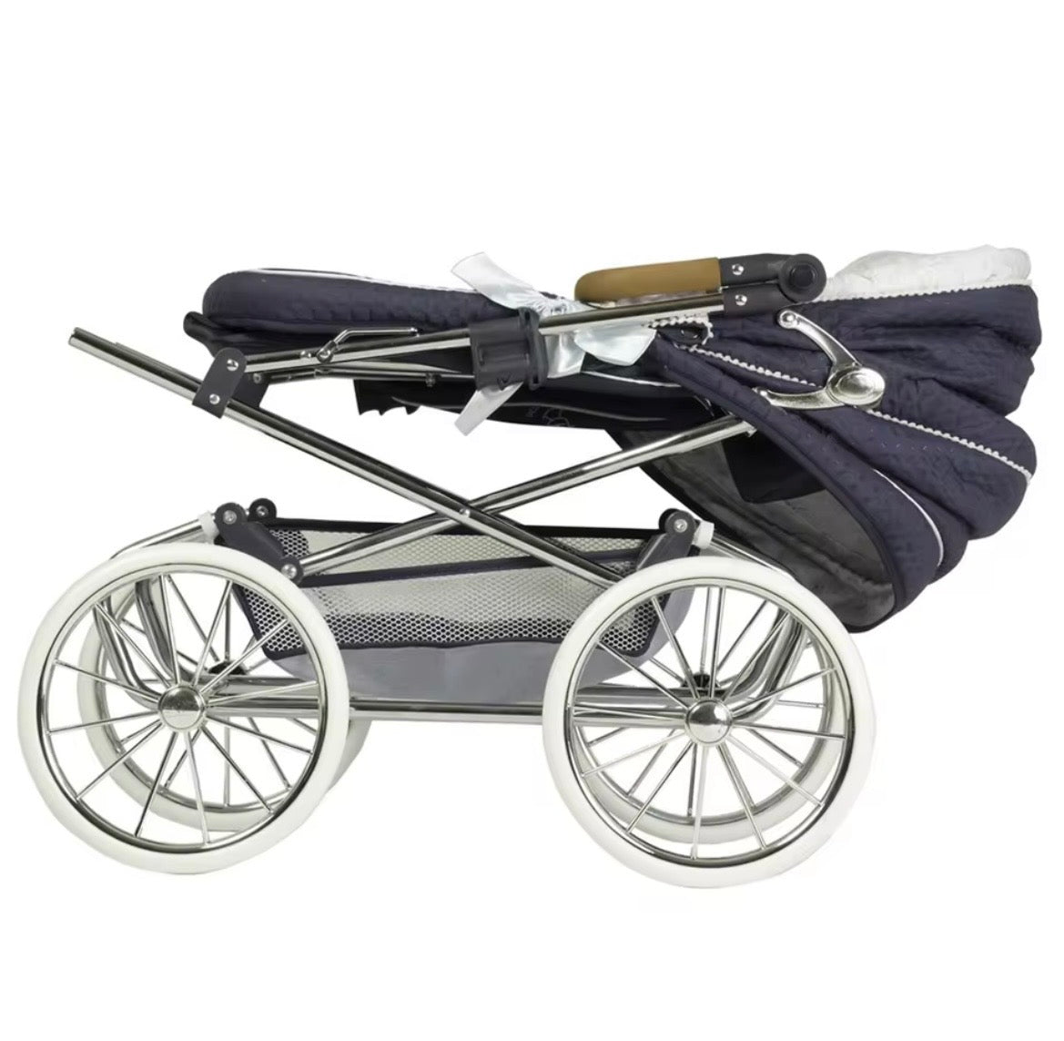 Coche Reborn Plegable Vintage con Sombrilla – 40x90x90 cm (Modelo Premium)