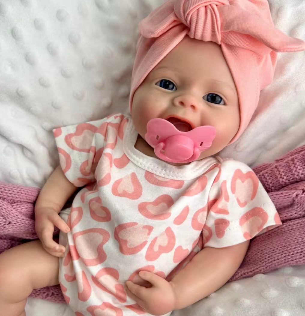 🍼Bebé Reborn Niña Realista – 45cm | Sonriente y Ojos Abiertos