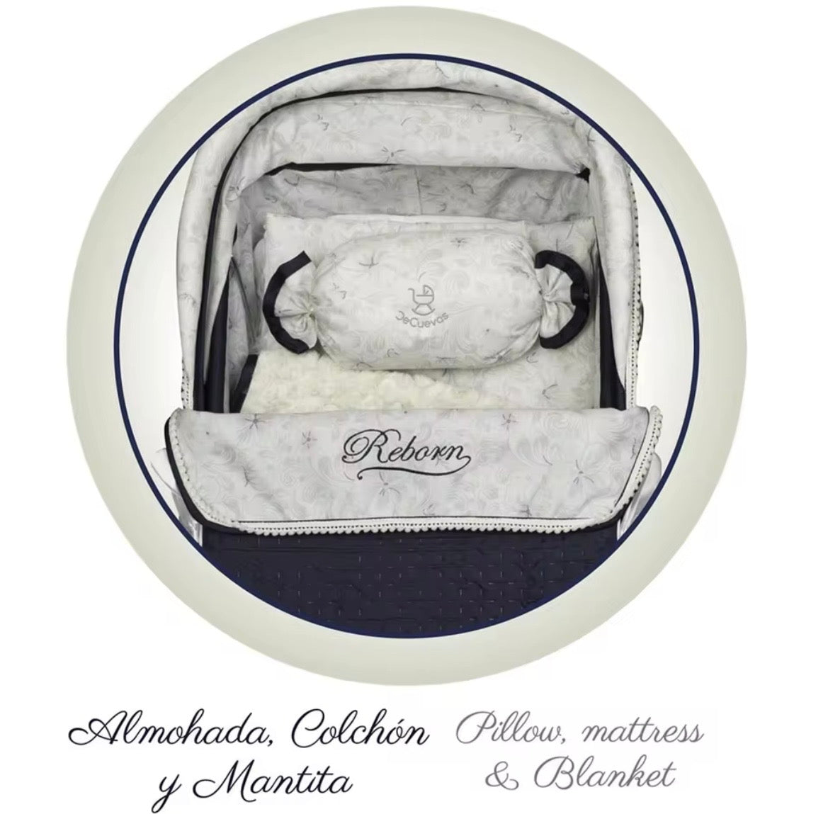 Coche Reborn Plegable Vintage con Sombrilla – 40x90x90 cm (Modelo Premium)