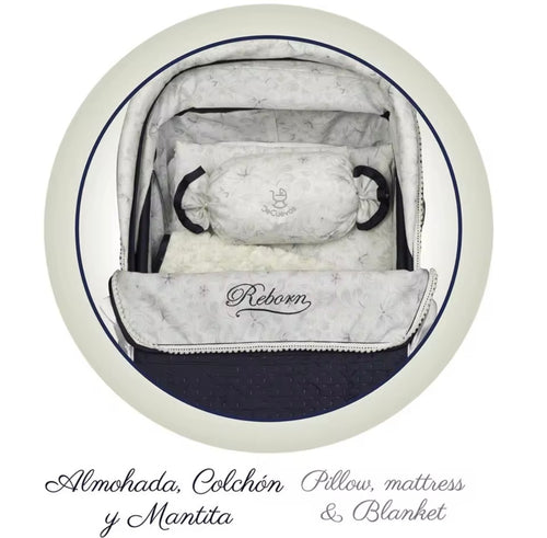 Coche Reborn Plegable Vintage con Sombrilla – 40x90x90 cm (Modelo Premium)