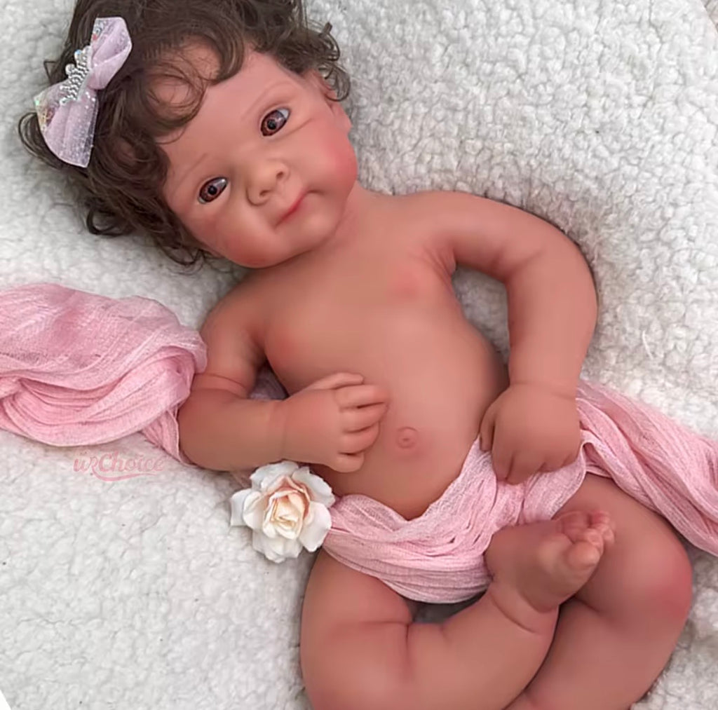 🍼Bebé Reborn Niña Realista – 48 cm | Pelo Suave y Ojos Abiertos
