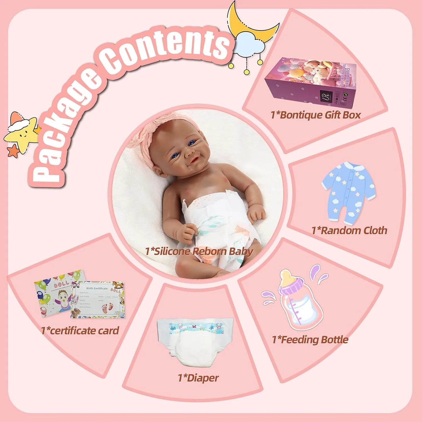 Muñeca bebé reborn de silicona (43 cm)